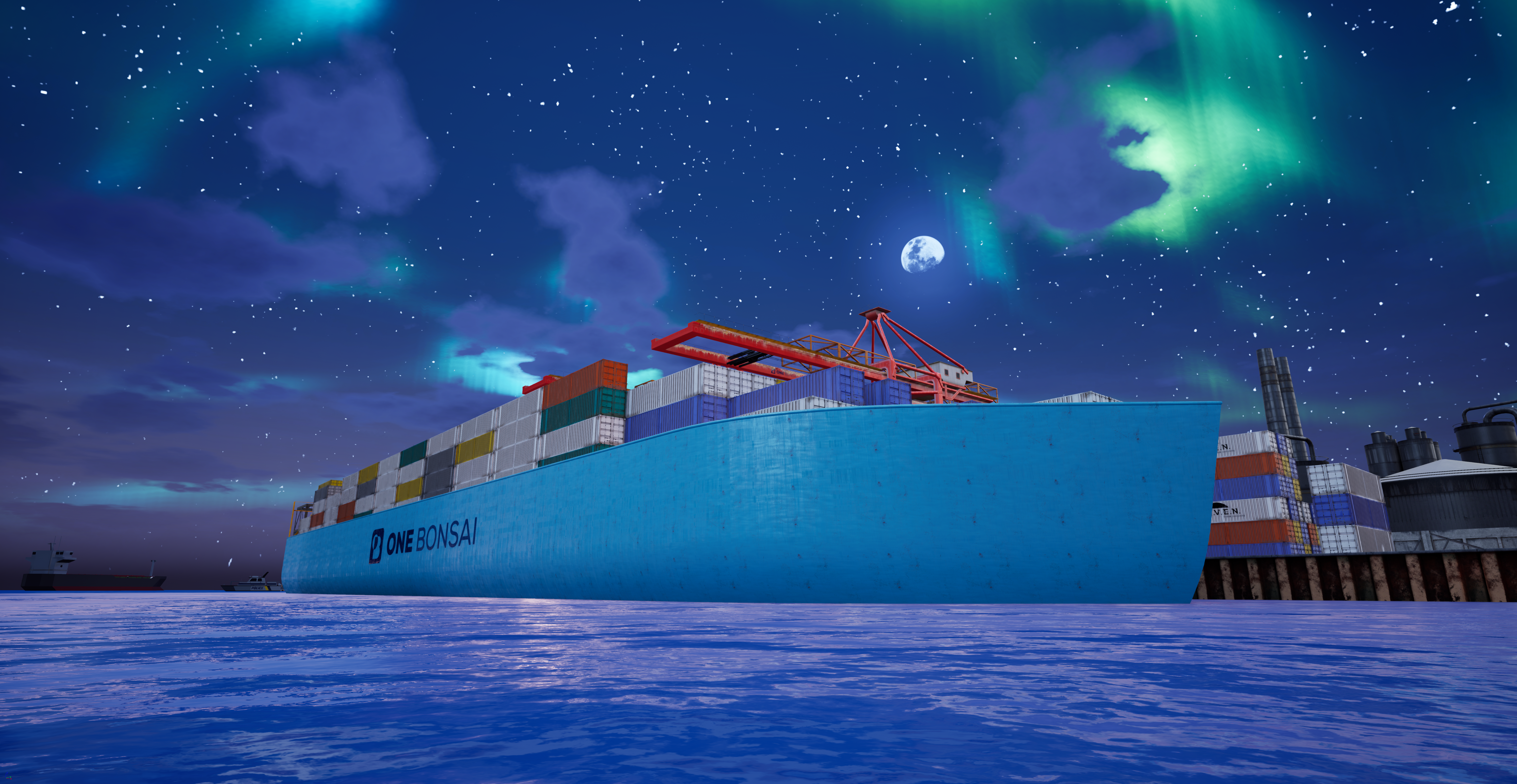 VR Crane Simulator by night